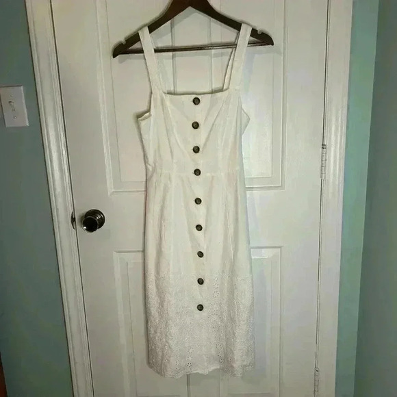 Gap Button-Front Lace Midi Dress - Size 00 - White - Picture 3 of 6